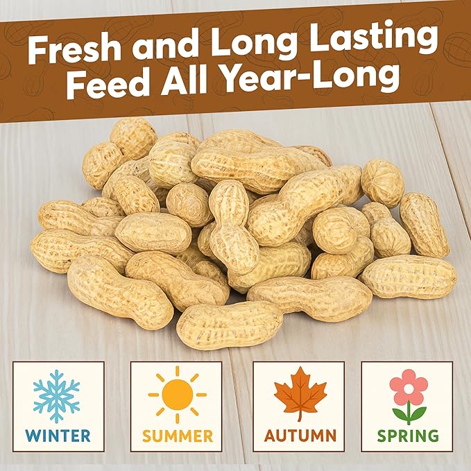 5 LB - Raw Peanuts For Squirrels, Raw In Shell Peanuts For Birds and Wildlife- Squirrel Food, Wild Bird Seed - Grown in The USA
