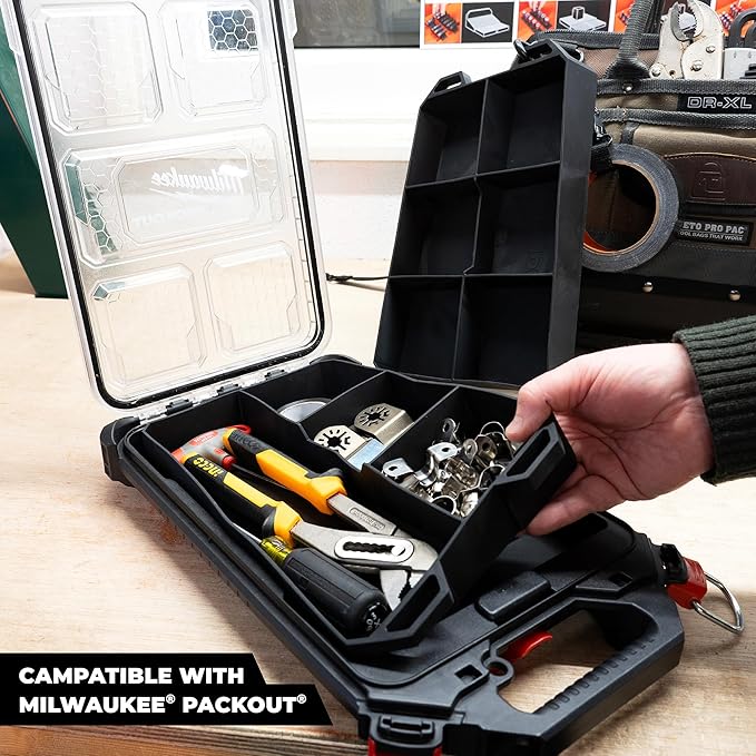 StealthMounts Double FlexiTray | Flexible Tool Trays Compatible with Milwaukee PACKOUT | Organiser for Tools, Nuts, Bolts & Parts | Workshop, Garage & Van Storage | Made in The UK