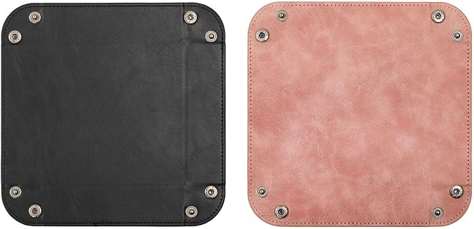siduater Valet Tray Desktop Storage Organizer – Vegan Leather Catchall Bedside Vanity Tray Nightstand Caddy Holder for Remote Controller, Watch, Keys, Phone, Wallet, Coin, Jewelry, Stone Pink