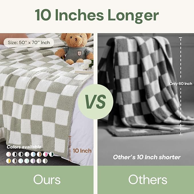 Soft Checkered Throw Blanket for Couch-Cozy Warm Knitted Blankets | Lightweight Warm Fluffy Decor for Women, Mom, Her & Girls, Sofa, Chair, Bed, 50x70in, Burnt Orange