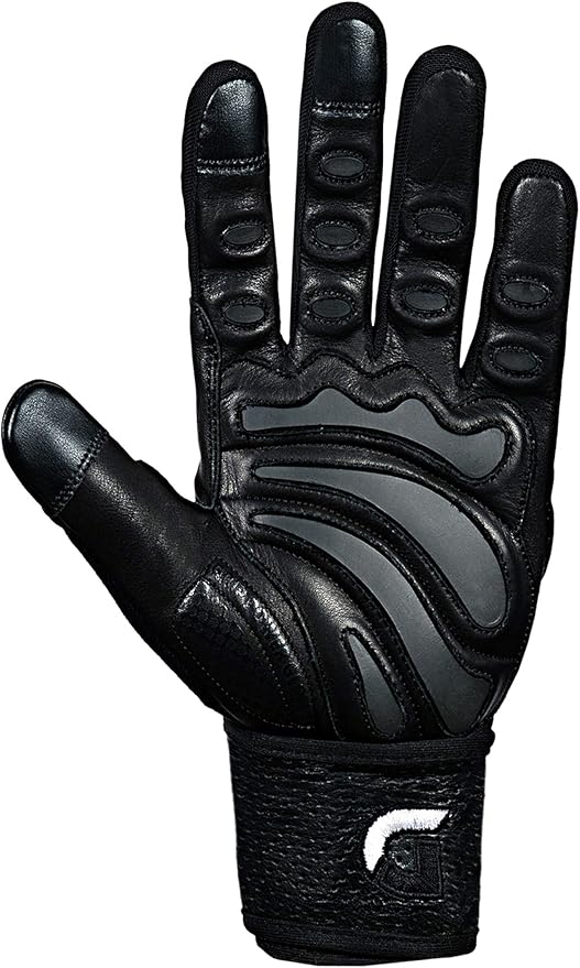 Elite Leather Gym Gloves with Built in 2" Wide Wrist Wraps Grip & Design for Weightlifting Power Lifting Bodybuilding & Strength Training Workout Exercises