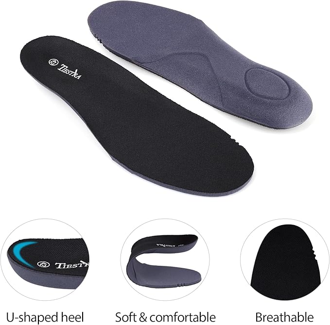 2 Pair-Insoles for Mens Memory Foam Shoe Inserts,Replacement Insoles for Work Boot Running Shoes-Shock Absorption and Cushion for Feet Relief,Comfort Inner Soles for Everyday Use Black 46EU/US13