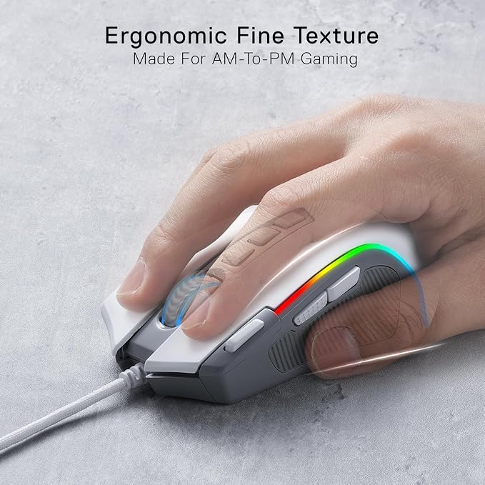 Redragon M612 Wired RGB Optical Gaming Mouse 8000 DPI Remapping Keys | Stable Lag-Free Connection, Redefine Keybinding Macro, Rapid-Fire Side Clicker, Vibing Backlight
