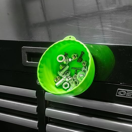 OEMTOOLS 25114 Magnetic Nut Cup, Magnetic Bowls for Holding Nuts and Bolts, 6 Inch Cup Diameter, Coated Magnet Sticks to All Ferrous Metal Work Surfaces,Green