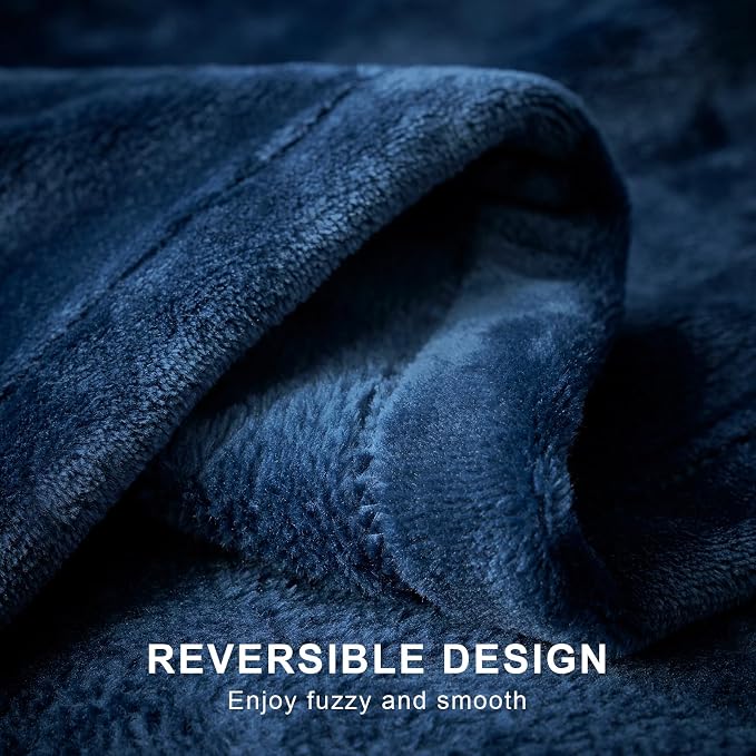 Hansleep Throw Navy Blue Fleece Blanket, Soft Flannel Bed Blanket | Fuzzy Cozy Blanket 50x60 Inches, Multi-use for Bed, Sofa, Couch, Travel, Camping, All Season Warm Lightweight Cover