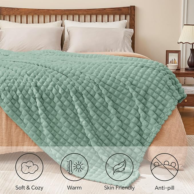 BEDELITE Sage Green Fleece Throw Blanket for Couch, 50x60 Inches | Soft Warm Fuzzy Fluffy Blanket for Bed Sofa, Lightweight Plush Cozy Blankets for Home Room Decor, Gift for Women, All Season