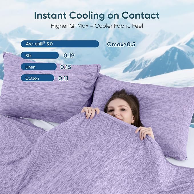 Elegear Arc-Chill 3.0 Cooling Blanket for Hot Sleepers, Cool Throw, Purple | Q-Max>0.5 Cooling Fabric, Absorbs Heat to Keep Body Cool, Breathable Summer Blankets for Night Sweats & Menopause, 51"x67"