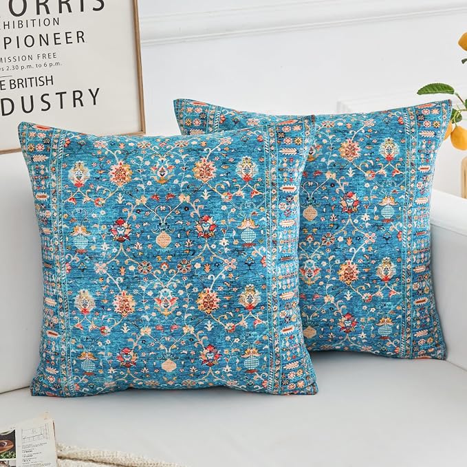Boho Throw Pillow Covers 22x22 inch Set of 2,Boho Vintage Carpet Pattern Antique Ethnic Decor Double Sided Pattern Cushion Cover Soft Pillow Case Living Sofa Room Bed Square Pillow Cover