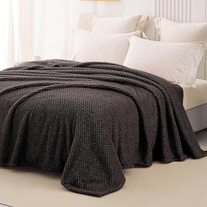 Whale Flotilla Soft Fleece Twin Size Bed Blanket, Coffee | 60x80 Inch, Suitable for Bed, Fluffy Fuzzy Jacquard Blankets for All Season, Lightweight and Cozy