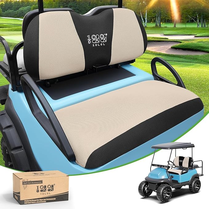 10L0L Golf Cart Seat Covers Universal for Yamaha G29 Drive2 Club Car DS Precedent Tempo Standard Front Seats, Breathable Mesh Bench Seat Cover, No Drilling Seat Cushion - All-Season Comfort