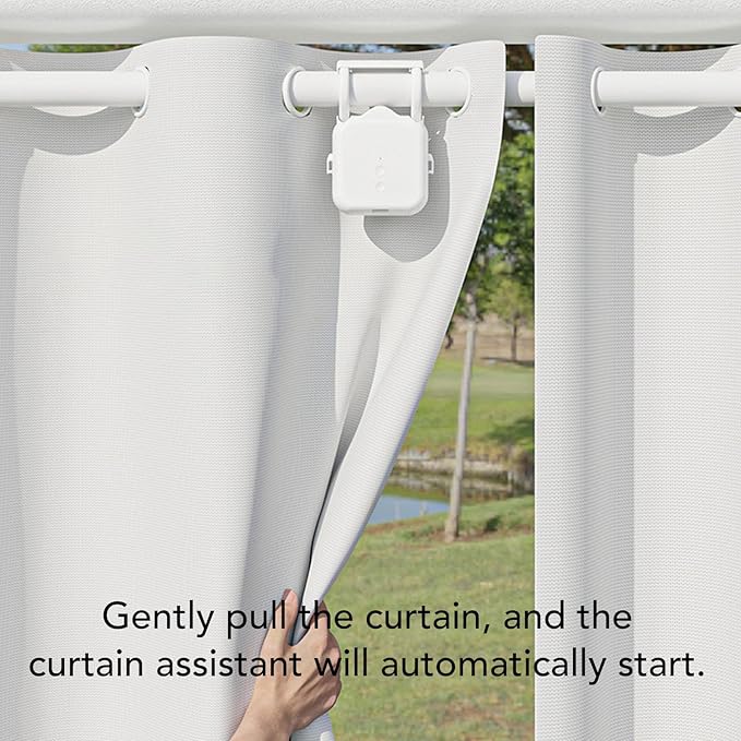 Zopsc Smart Curtain Motor, Solar Powered APP Controlled Automatic Curtain Opener with Voice Control and Timer, for Roman Rod U Shape I Beam Tracks