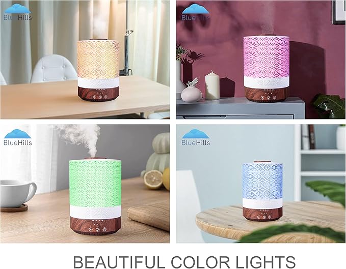 BlueHills Premium Set of Two Large 2000 ML and 2500 ML XL Essential Oil Diffusers Humidifier Combo for Large Room Home with Décor LED Lights Great Gift – Value Pack of Dark Wood Grain.