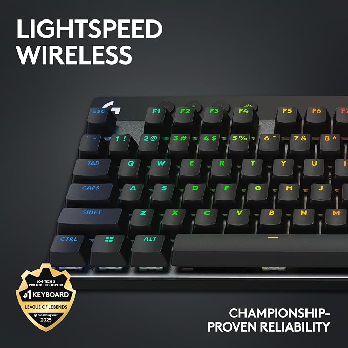 Logitech G PRO X TKL Lightspeed Wireless Gaming Keyboard (Tactile) - Black | Lightspeed wireless, Ultra-Portable Tenkeyless Design, LIGHTSYNC RGB, PBT keycaps, Tactile Switches