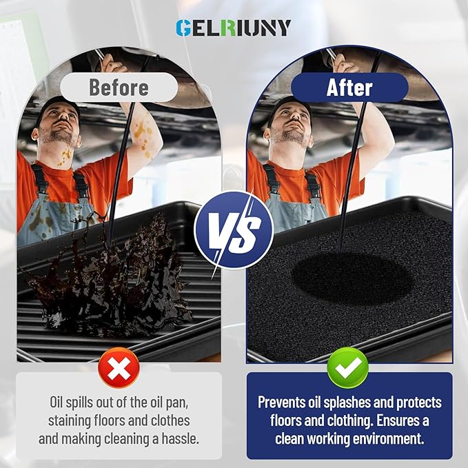 2 Pack 22" Oil Drain Splash Pad, Square Oil Change Mat, Oil Splash Pad for Car Oil Changes & Transmission Drain, Heat-Resistant & Reusable, Ideal for Mechanics & Auto Technicians, Black