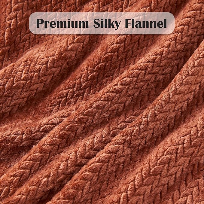 NEWCOSPLAY Fleece Leaves Pattern Queen Blanket, Coffee, 90"x90" | Super Soft Throw Blanket, Lightweight Cozy Bed Sofa Blanket, Premium Silky Flannel Fleece, Travel Blanket for All Season Use