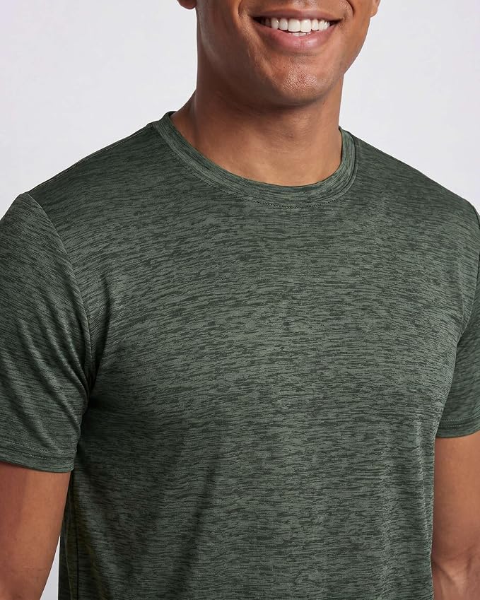 5 Pack Men's Dry Fit Short Sleeve T-Shirt Gym Workout Athletic Running Tee | Cooling, Moisture-Wicking, Crew Neck, Quick-Dry, Breathable, Active, Exercise, Fitness, Basketball, Cycling, Hiking, Tennis