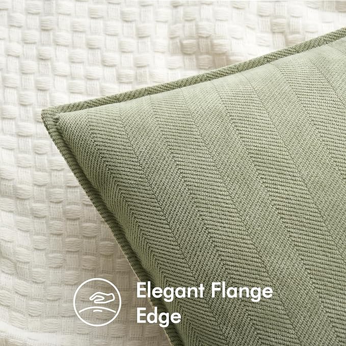 MIULEE Pack of 2 Sage Green Decorative Chenille Pillow Covers 16x16 Inch | Soft Couch Throw Pillows,Farmhouse Cushion Covers with Elegant Design for Sofa,Bedroom,Living Room,Spring Home Decor