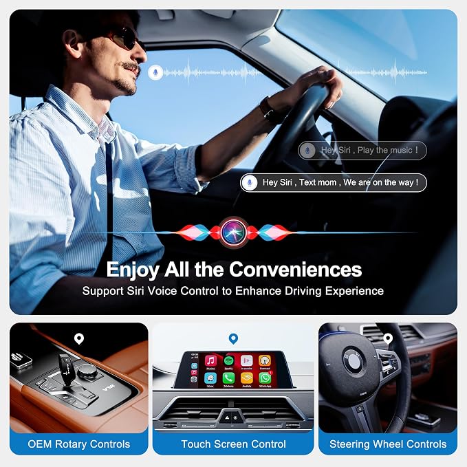 AI Box CarPlay, 3-in-1 Wireless CarPlay Adapter & Android Auto for OEM Wired Cars, Built-in Netflix/YouTube for Streaming, 5.8GHz WiFi, Convert Wired to Wireless, Plug & Play ���4GB RAM+32GB ROM���