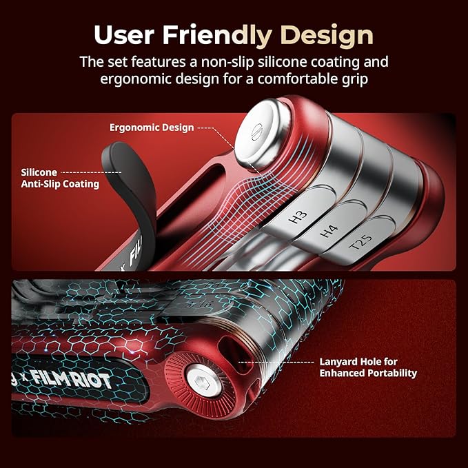 SmallRig x FILM RIOT 7-in-1 Folding Tool Set with Screwdrivers and Hex Key Wrenches, Multiple Angle Positioning, Portable and Compact Design (Red) - 4811
