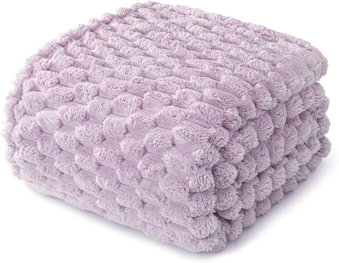 Whale Flotilla Soft Fleece Twin Size Bed Blanket Luxury 3D Jacquard, Lilac | Lightweight Coverlet Bedspread, Super Cozy Plush Fluffy Fuzzy All‑Season Decorative Blanket for Bed, Dorm Essentials, 60"x80"
