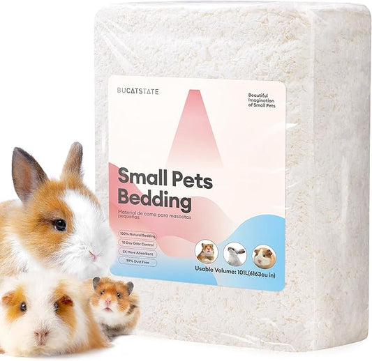 BUCATSTATE Hamster Bedding 101L, 99% Dust-Free Guinea Pig Bedding Odor Control Paper Bedding, Cozy Small Animal Bedding for Rabbit Rat Syrian Dwarf Hamsters Gerbils (White)