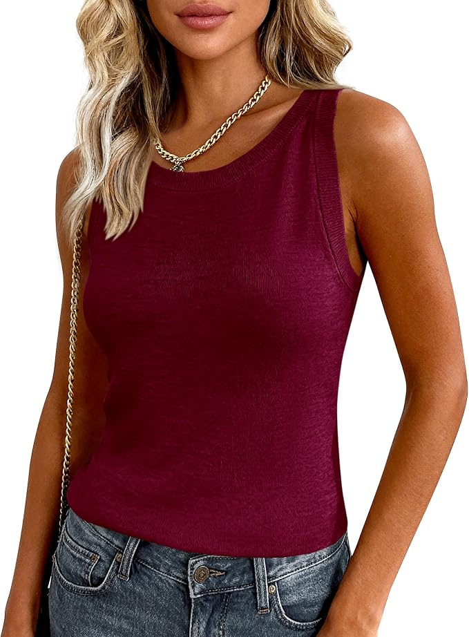 PRETTYGARDEN Sleeveless Sweater Tops for Women 2026 Summer Dressy Ribbed Tank Tops Spring Business Casual Work Shirts Blouses