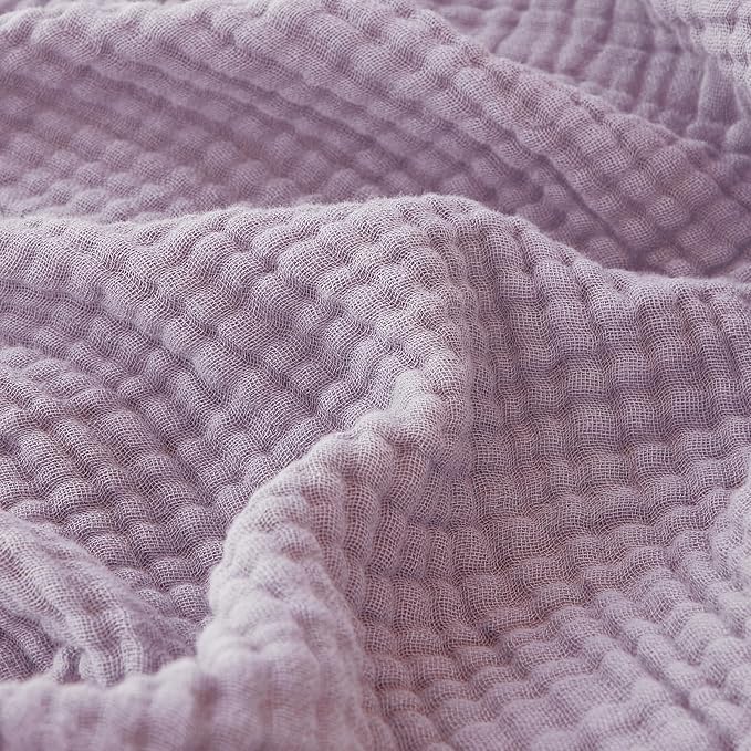 EMME Cotton Muslin Large Throw Blanket Couch Breathable Gauze Soft Lightweight Bed Blankets Adults (Heather Lavender, 50"x70")