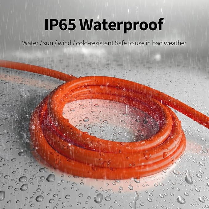 250 ft 12/3 Outdoor Extension Cord Waterproof Heavy Duty with Lighted End 12 Gauge 3 Prong, Flexible Cold-Resistant Long Power Cord Outside, 15Amp 1875W SJTW Orange ETL Listed POWGRN
