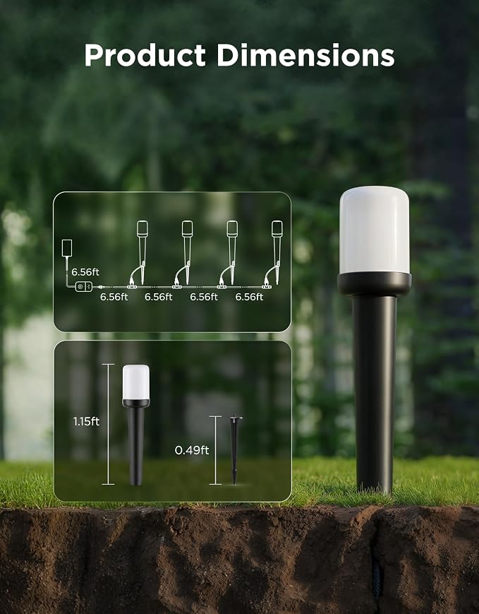 Govee Outdoor Cylinder Pathway Lights, 4 Pack, 425 Lumens, IP67 Waterproof | 60+ Preset Scene Modes, Outdoor Decor for Path, Patio, Garden, Lawn, Compatible with Alexa, Google Assistant, Matter