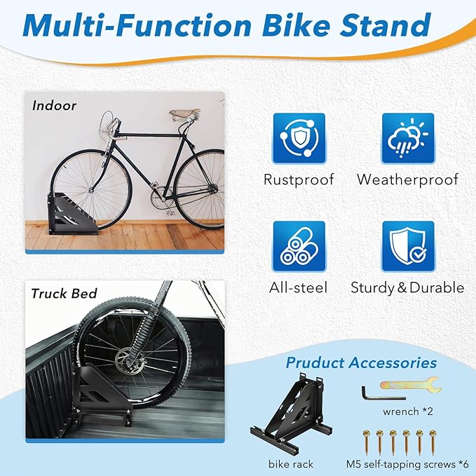 Heavy Duty Motorcycle & Bike Wheel Chock Stand, Adjustable Range for 1" to 4.3" Width Tires, Dual-Use Parking Rack for Garage Storage Pickup Truck Fit for Most Tire Size 16"-29" Wheels