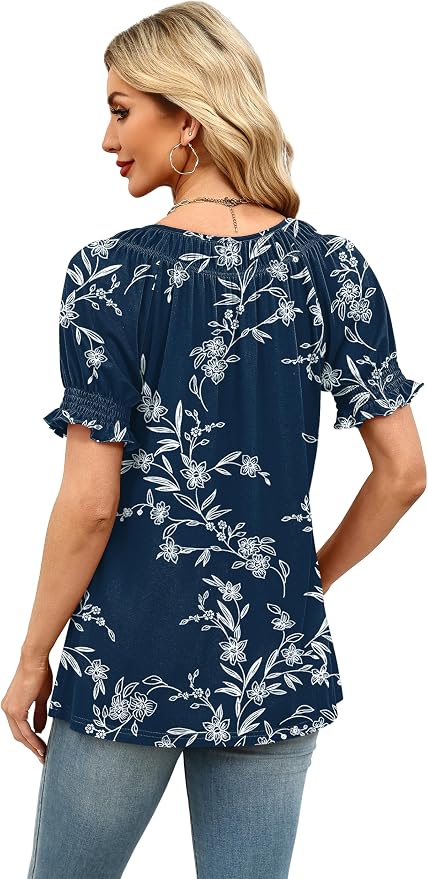 WIHOLL Womens Short Sleeve Square Neck Summer Tops Dressy Casual Blouses Trendy Clothes 2026