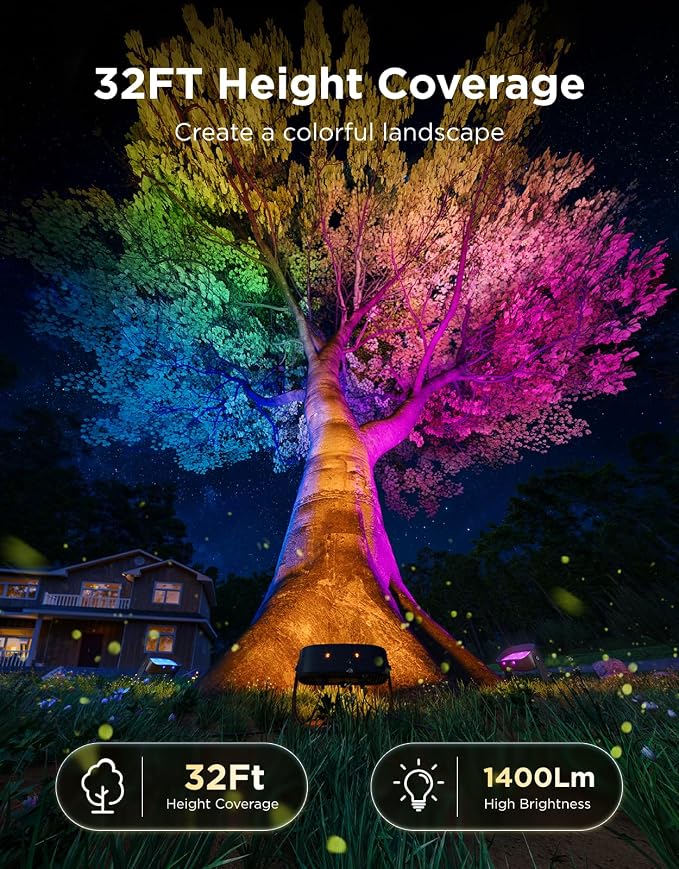 Govee Outdoor Tree Lights 3-Pack, RGBWIC LED Landscape Lighting | Outdoor Lights for Yard Garden Patio, 66 Scene Modes for Holiday Party and Event, App Control, Google Assistant, Matter