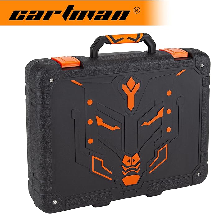CARTMAN Power Tool Combo Kits with 12V Cordless Drill, Professional Household Home Tool Kit Set, DIY Hand Tool Kits for Garden Office House Repair, with a Robot Style Carry Box