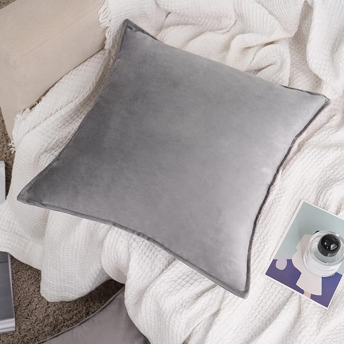 JIAHANNHA Velvet Grey Throw Pillow Covers 12”x20”Pack of 2 Soft Decorative | Square Cushion Covers for Couch Sofa Bed Livingroom Car Home Decor,30x50Cm
