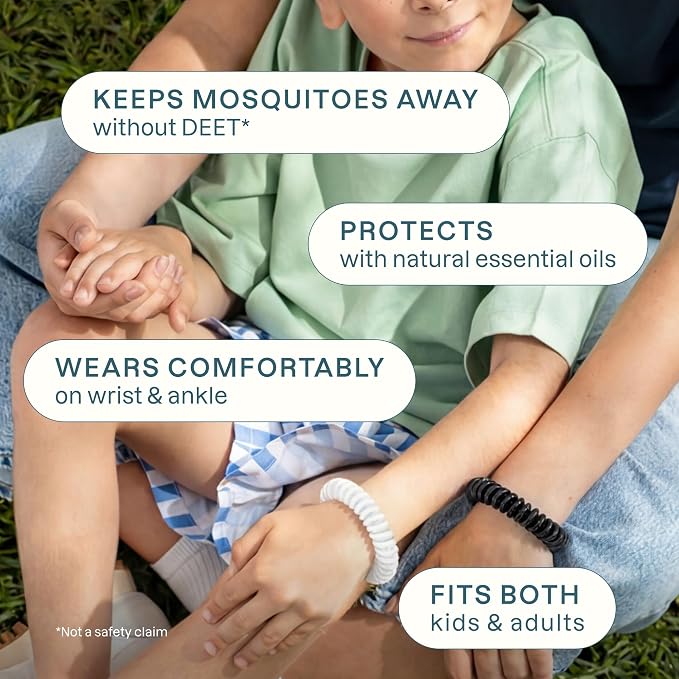Cliganic 40 Pack Mosquito Repellent Bracelets for Adults & Kids (Neutral Colors) - Natural DEET-Free Bands, Individually Wrapped