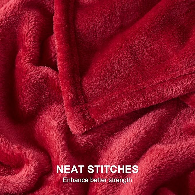 Hansleep King Red Fleece Blanket, Soft Flannel Bed Blanket | Fuzzy Cozy Blanket 90x108 Inches, Multi-use for Bed, Sofa, Couch, Travel, Camping, All Season Warm Lightweight Cover