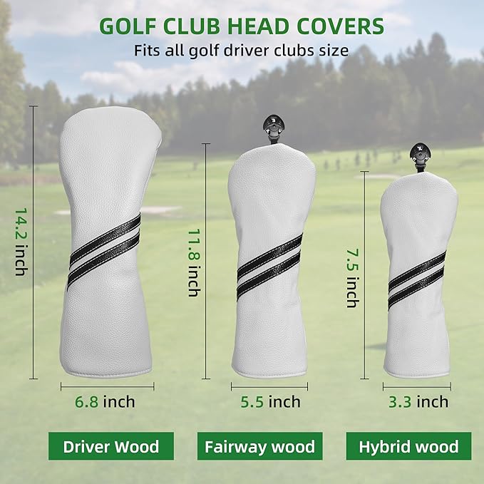 Golf Club Head Covers - 4pcs or 1pc Golf Accessories Club Covers Set for Woods and Driver Fairway Hybrids with Interchangeable Tags