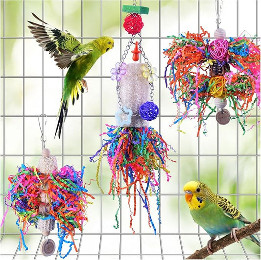 Bird Toys, Parakeet Foraging Toy, Hanging Chewing Toy, Bird Cage Accessories – Suitable for Cockatiels, Budgies, Lovebirds, Conures and Other Small Parrots