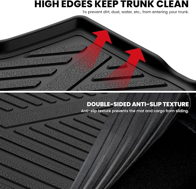 LASFIT Cargo Mat for Honda Accord 2008-2012, All Weather TPE Custom Fit Pet Friendly Easy Clean Trunk Mat Cargo Liner Accessories, Black