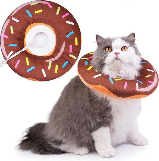 Cat Cone Collar Soft, Cat Recovery Collar for Wound Healing Cute Donut Adjustable Kittens Cones to Stop Licking Comfortable Lightweight Neck Elizabethan Collars for Cats Kittens After Surgery