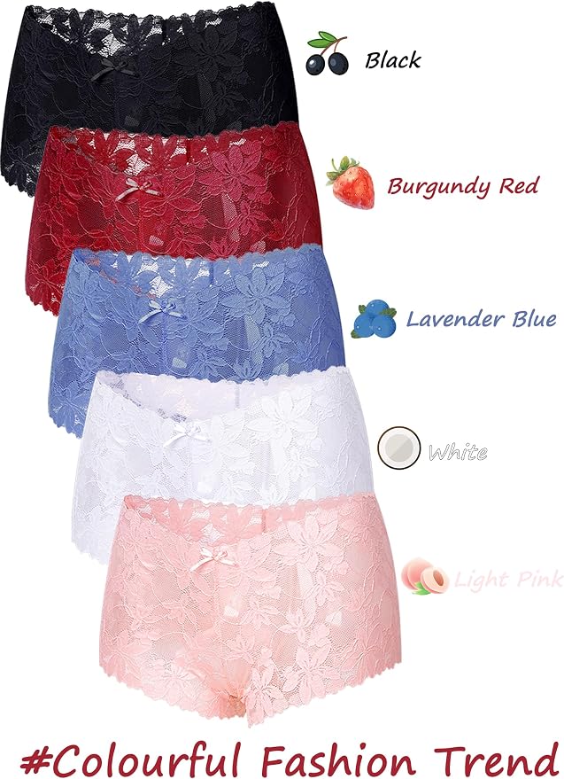 Take Talk Sexy Lace Underwear Panties Lingerie Gift for Women Wife 5 Pack Soft Cheeky Boy shorts Plus Size Underwear Women