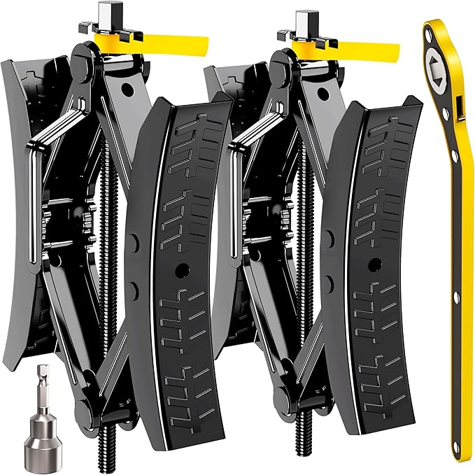 CircleRoad Camper Wheel Chock Stabilizer 2 Sets, Upgraded Side Grain Heavy Duty X-Shaped Stabilizer Wheel Chock RV Travel Trailer Accessories Anti-Move Anti Rust Coating Tire Chalks