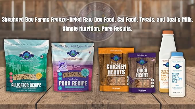 Shepherd Boy Farms Freeze-Dried Pork Cat Food – High-Protein, Grain-Free, Made with Organic Ingredients & Goat’s Milk (12oz)