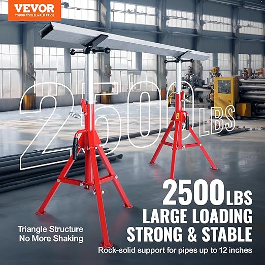 Pipe Jack Stand Robust Steel Heavy-Duty Construction | Adjustable Height Range | Folding & Portable Design | Secure Stability | Versatile Applications