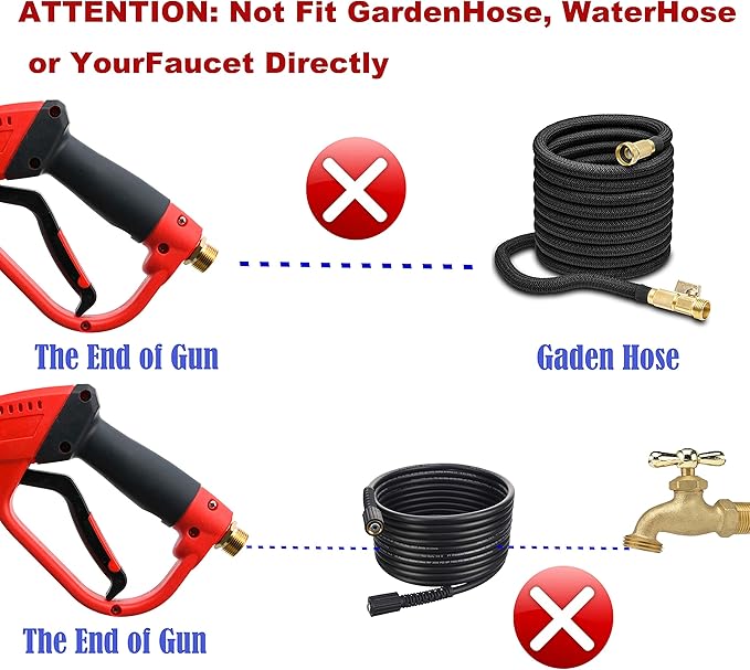 Tool Daily Deluxe Pressure Washer Gun, High Pressure Washer Hose, 25 FT X 1/4 Inch