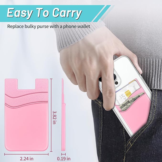 SHANSHUI Card Holder for Back of Phone, Ultra Slim Double Silicone Phone Card Holder Adhesive Stick on Wallet Pocket Pouch Seelves Compatible for iPhone and Android Phones (Multi-Colors/10pcs)