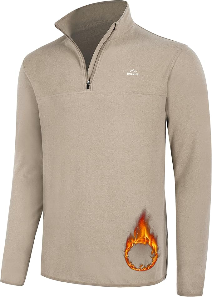 Willit Men's Fleece Pullover Winter Shirts Long Sleeve Quarter Zip Cold Weather Golf Hiking Casual Warm Shirts