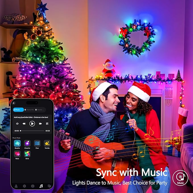 JMEXSUSS 200 LED RGB String Light Outdoor Indoor, Christmas Lights Outdoor Clear Wire Christmas Lights Plug in for Bedroom Tree Room Party Birthday Decorations