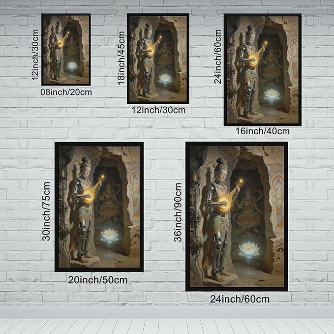 Framed Steampunk Mechanical Fairy Wall Art - Cultural Retro-Futuristic Poster for Home Office Bedroom Decor 08x12in