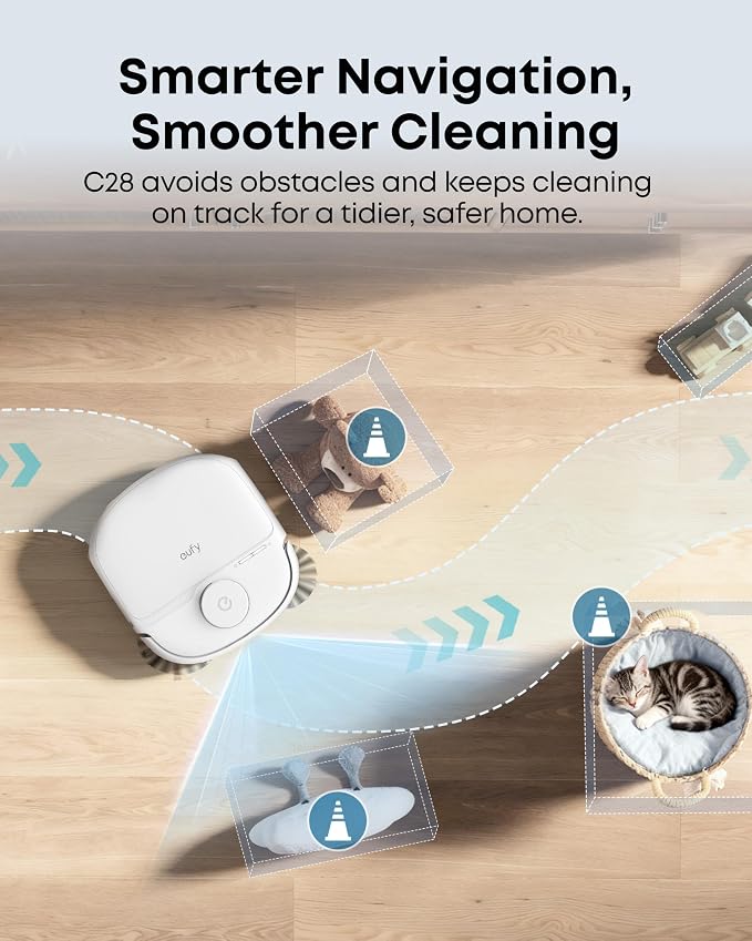 eufy C28 Robot Vacuum and Mop Combo, 15,000 Pa, HydroJet Roller Mop | Upgraded from X10 Pro, Zero-Tangle for Pet Hair, Auto Mop Washing&Drying, Self-Emptying&Refilling 2026 New, White